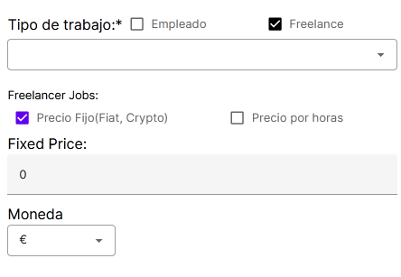 Especificar el tipo de trabajo asalariado o crypro