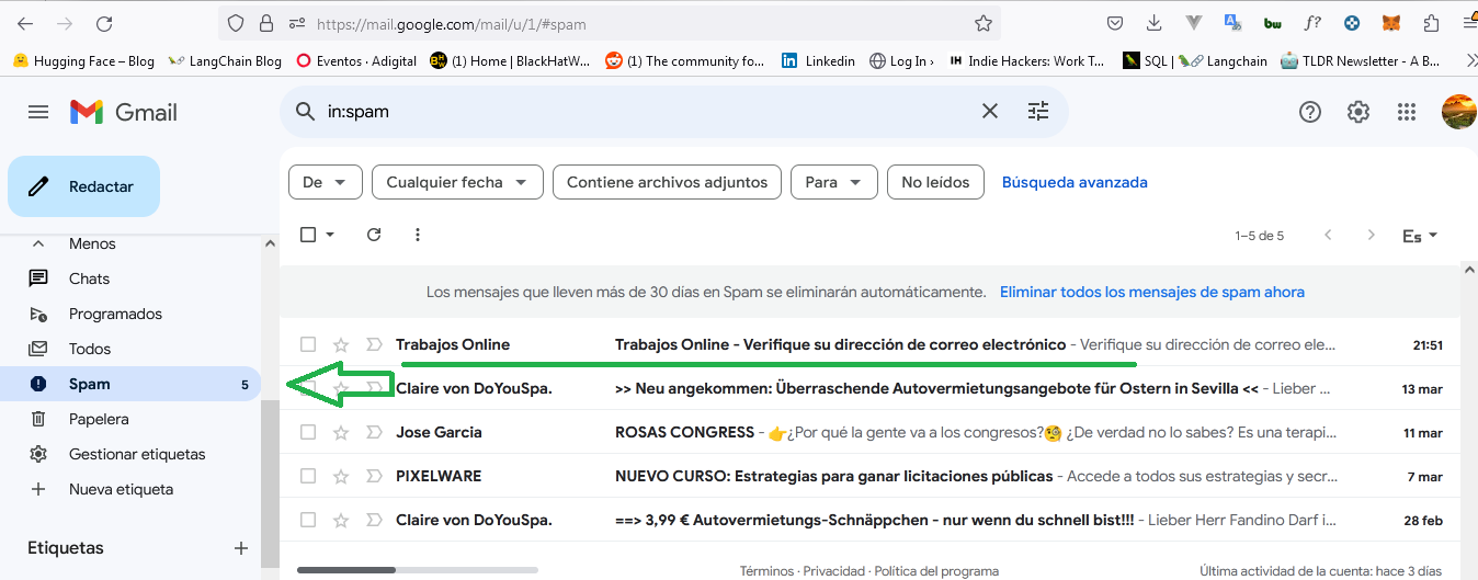 Registro con Email Ver carpeta Spam