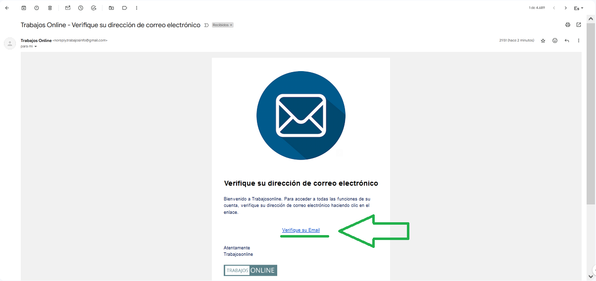 Registro con Email correo de activación de cuenta