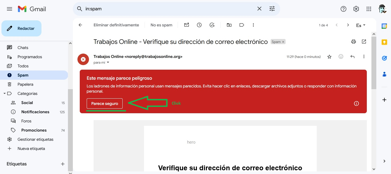 Marcar correo como seguro